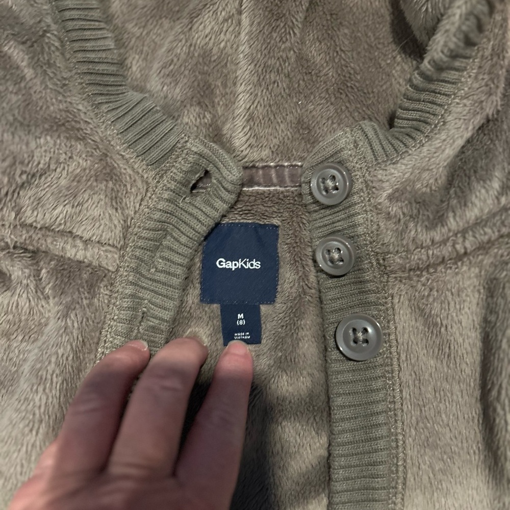 GAP Kids Brown  Hooded Chenille Button Up Sweater - Picture 3 of 5